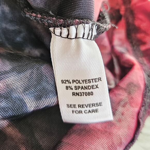 Cato Floral Red Black Burnout Top Sz Large Sheer Gothic Romantic Stretch Blouse - Picture 10 of 14